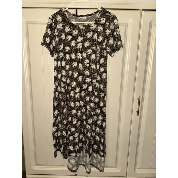 Women’s Disney LuLaRoe Collab Mickey Mouse Carly Dress Black & White EUC Small - Picture 1 of 6